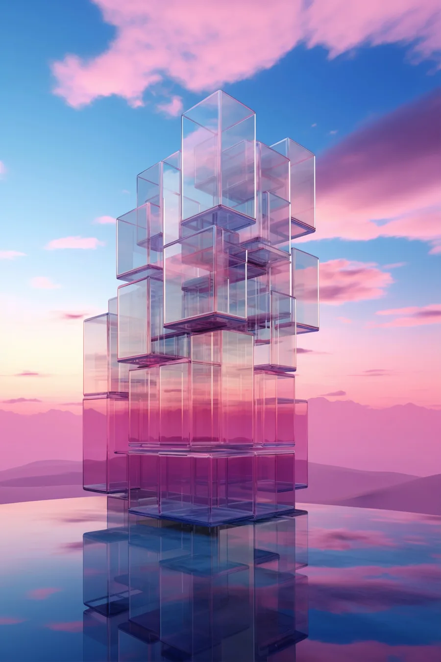 Renderização 3D abstrata de estrutura de vidro